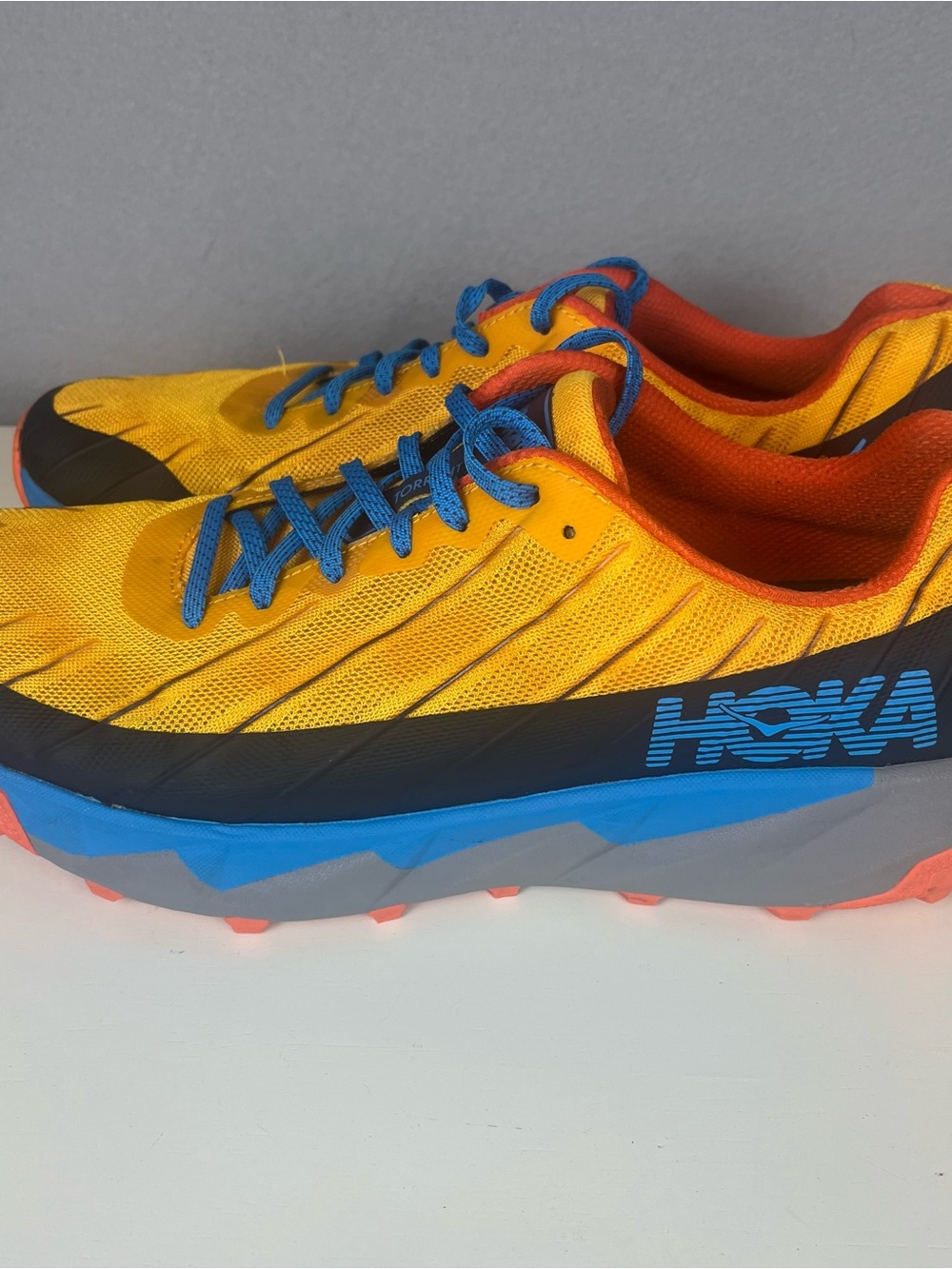 Hoka One One Torrent Mens 13 Trail Running Shoes Gold Fusion Dresden Blue - Picture 8 of 12